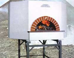 OT commercial log burning pizza oven with base.