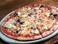 Pizza Capricciosa: Artichoke Hearts, Capers, Prosciutto Cotto, Olives, Tomato Sauce and Mozzarella